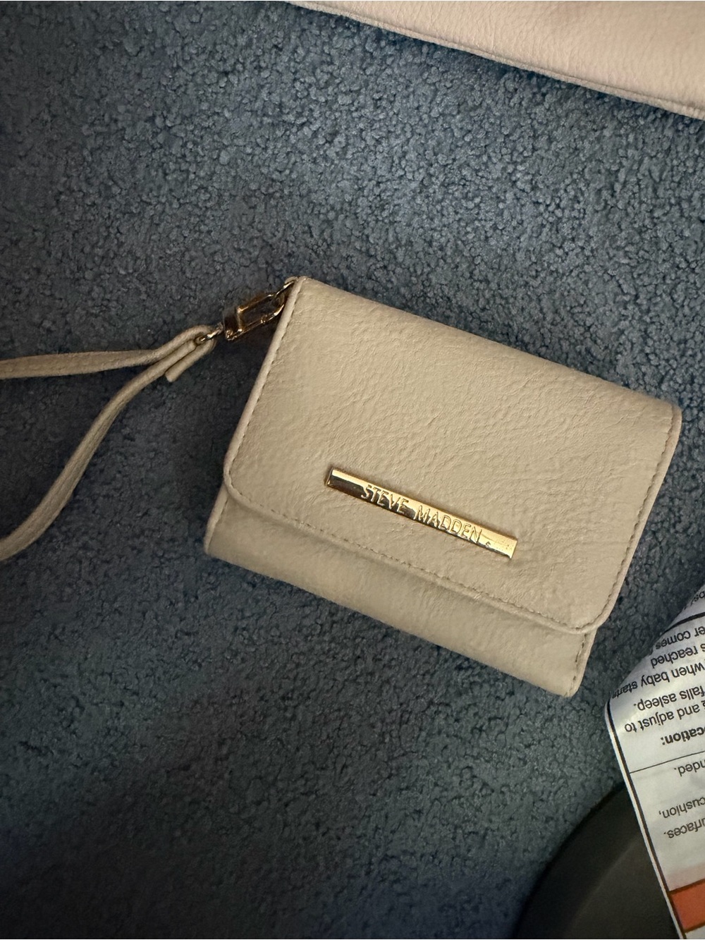 Steve Madden Cream Wristlet Wallet with Gold Accent
